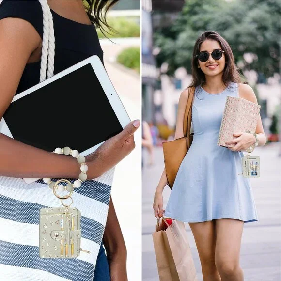 Silicone Wallet Wristlet Keychain RFID ID Window Slim Purse Women Gift - Picture 3 of 7